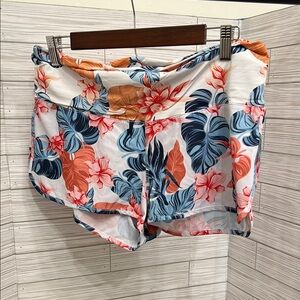Roxy Athletic Shorts Blue and Orange Vibrant Design